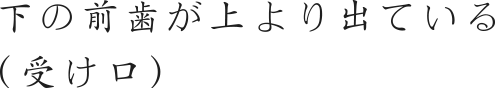 下の前歯が上より出ている（受け口）